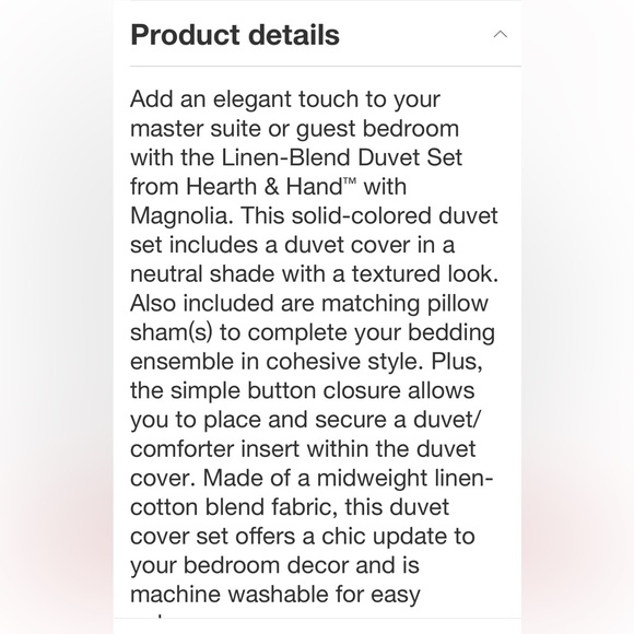 HEARTH & HAND NWT 3pc linen blend duvet set -jet gray -king - Picture 6 of 8